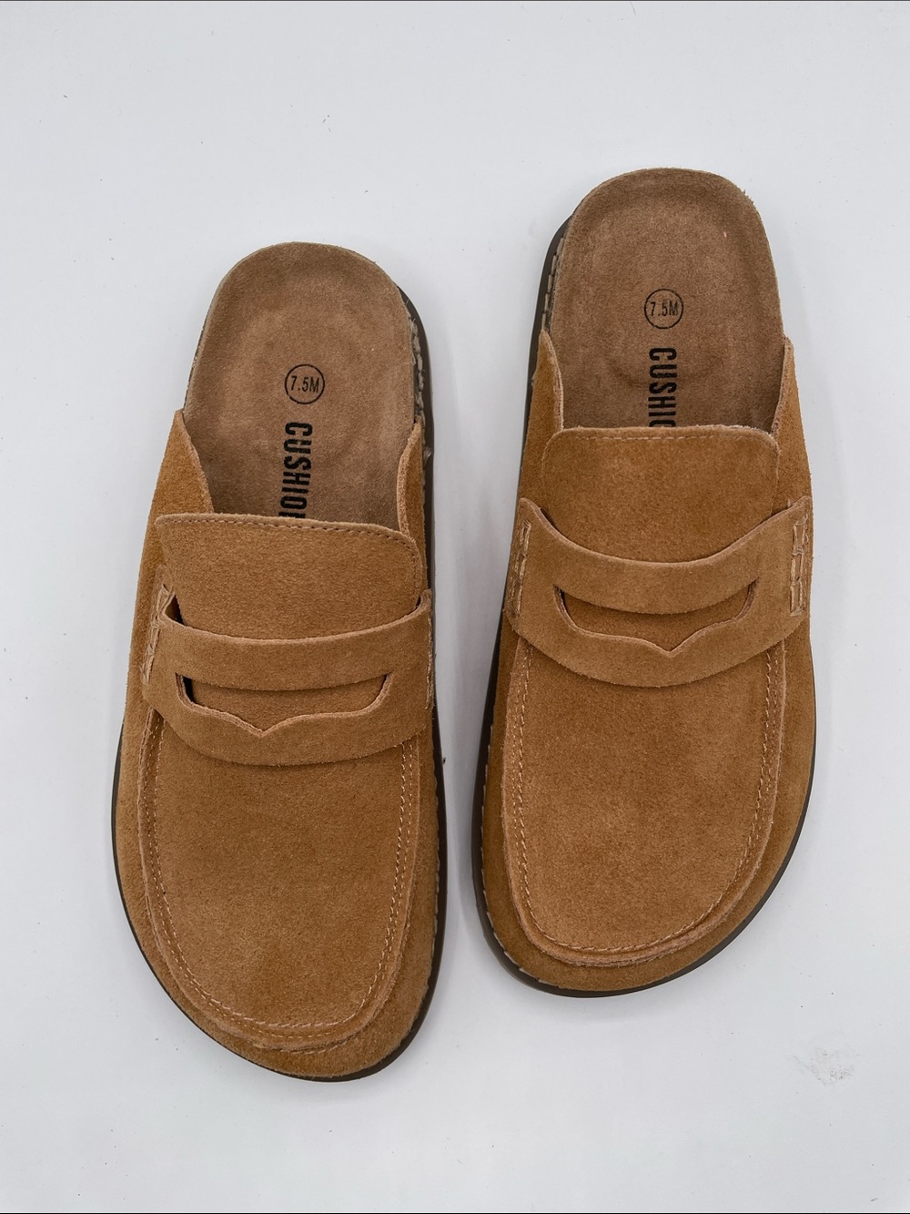 Cushionaire Women’s 7.5 Tan Suede Leather Slip-On Clog Loafer Mule NEW - Picture 13 of 13